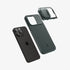 ACS06599 - iPhone 15 Pro Max Case Optik Armor (MagFit) in black showing the back with lens slot open